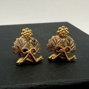 Vintage Landstrom's 10k Black Hills Gold Grape Leaf Vine Stud Earrings 14k backs